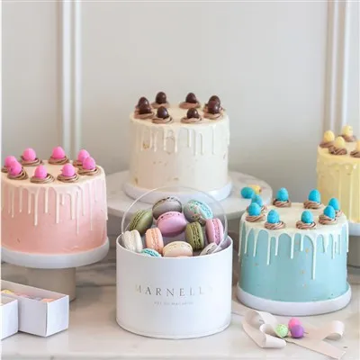 Scatola per imballaggio macaron rotonda bianca